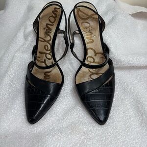 Sam Edelman Black leather strappy heel pump